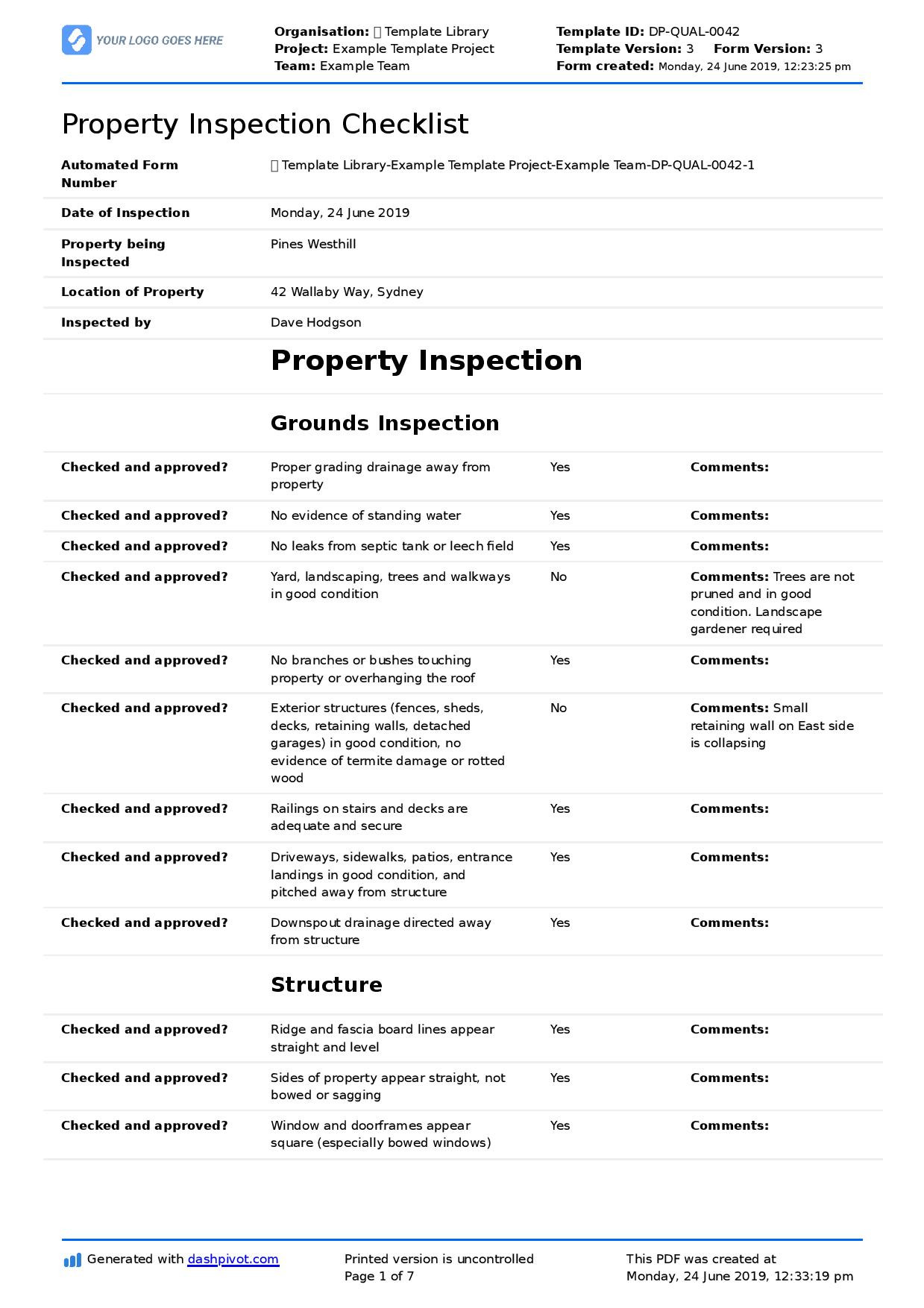 Property Inspection Checklist template (Better than PDF or excel) Property Inspection Checklist template (Better than PDF or excel)
