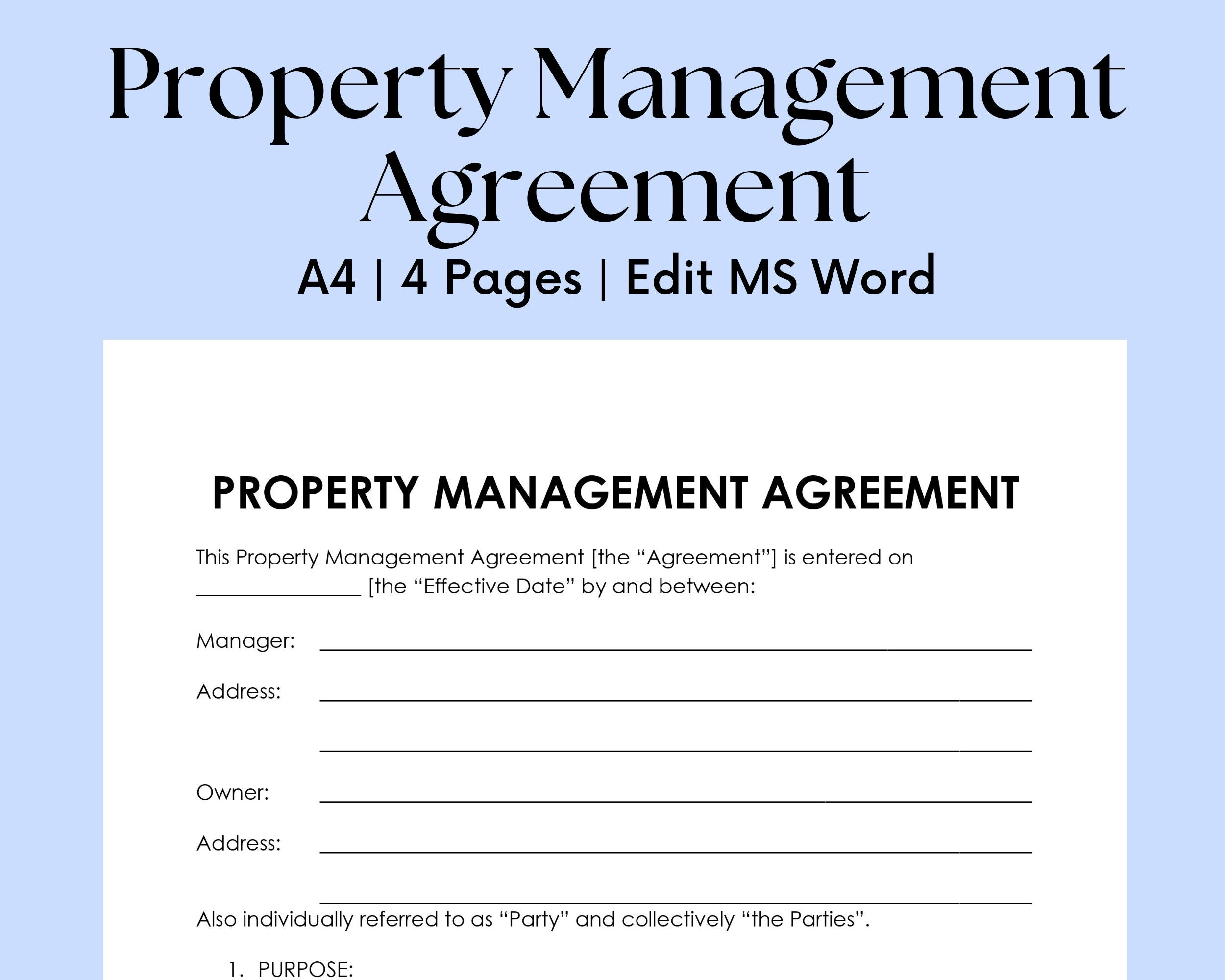 sample property management agreement template sample property management agreement template