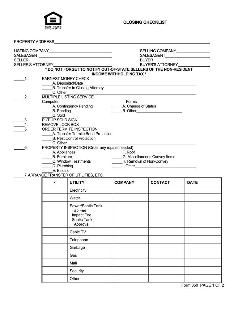 sample real estate closing checklist template sample real estate closing checklist template