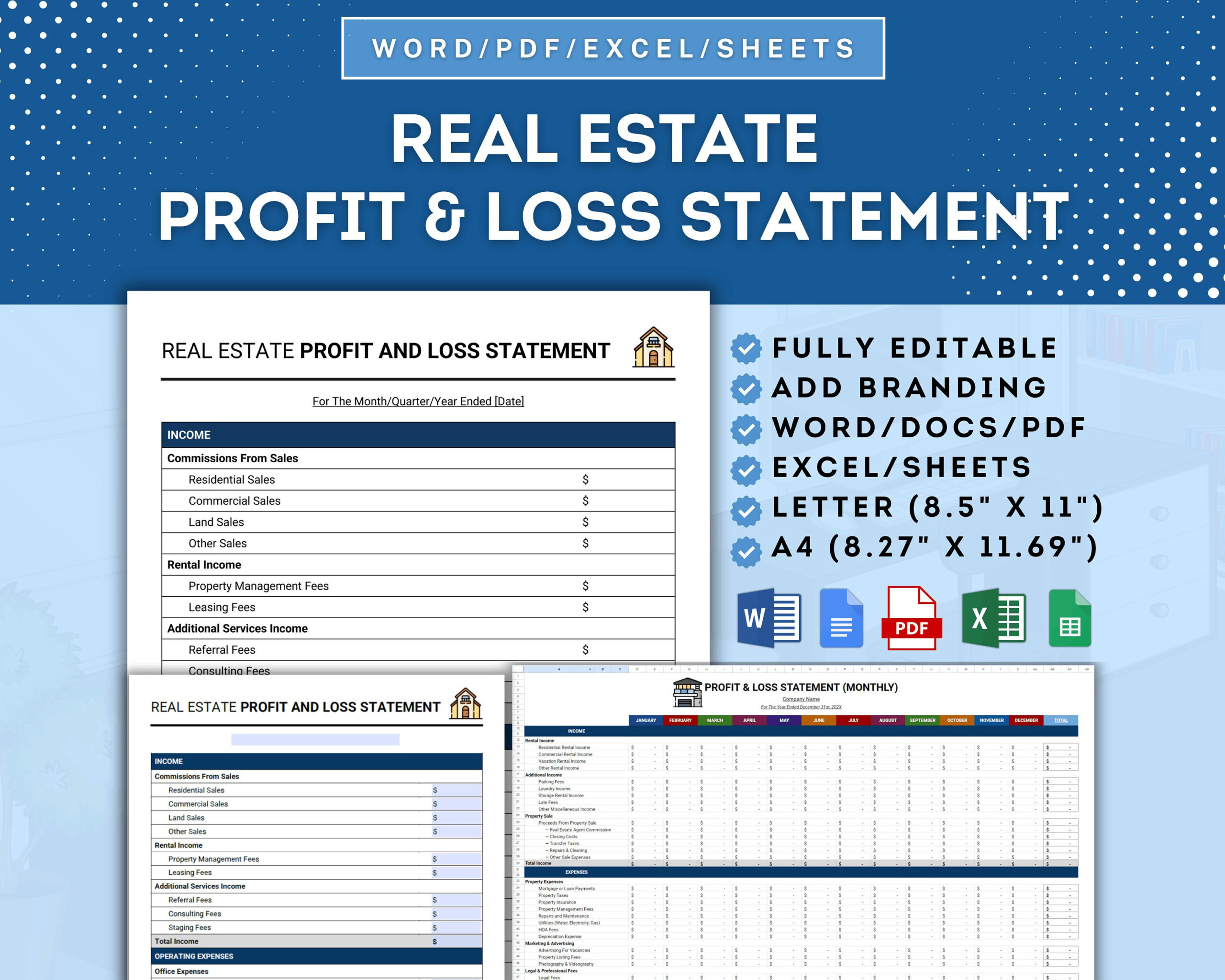 sample real estate profit and loss statement template sample real estate profit and loss statement template