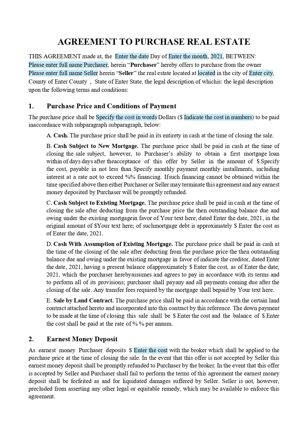 sample land purchase agreement template sample land purchase agreement template