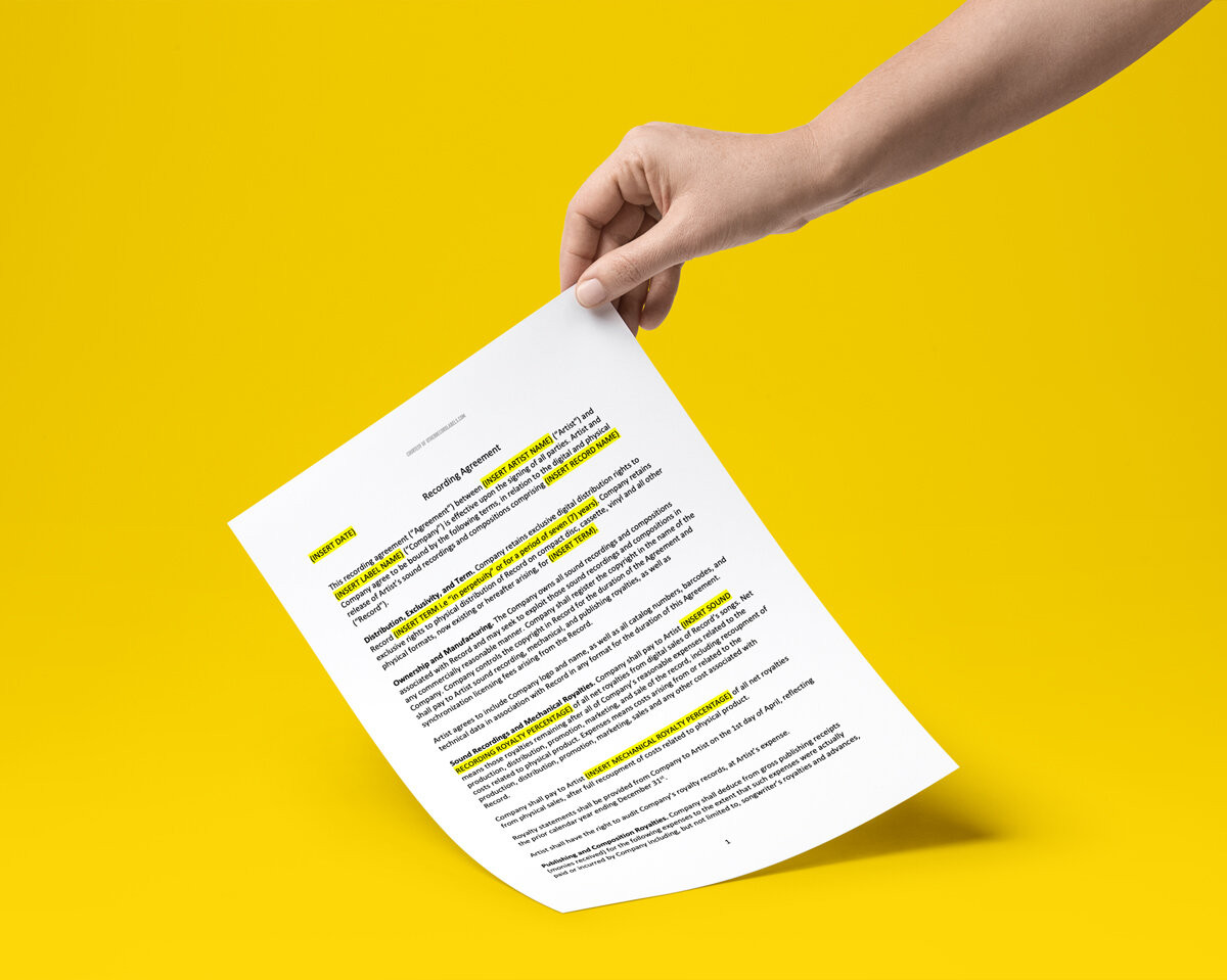 sample recording agreement template sample recording agreement template