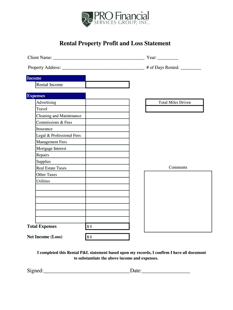 sample profit and loss for rental property template sample profit and loss for rental property template