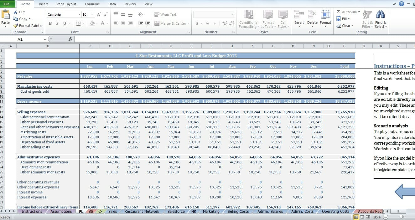 sample restaurant budget template sample restaurant budget template
