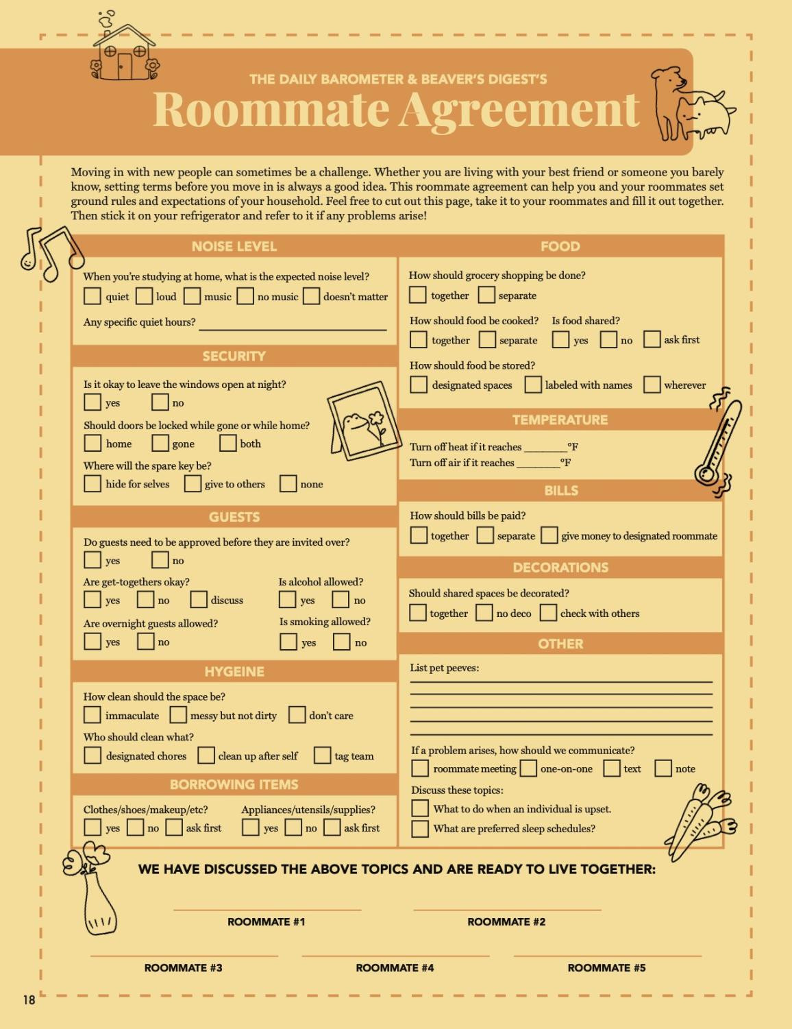 sample roommate agreement template sample roommate agreement template