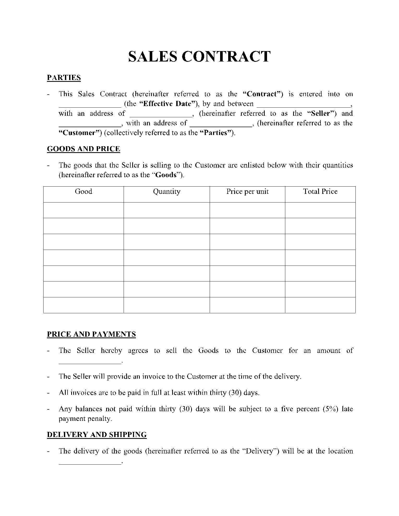sample sales agreement template sample sales agreement template