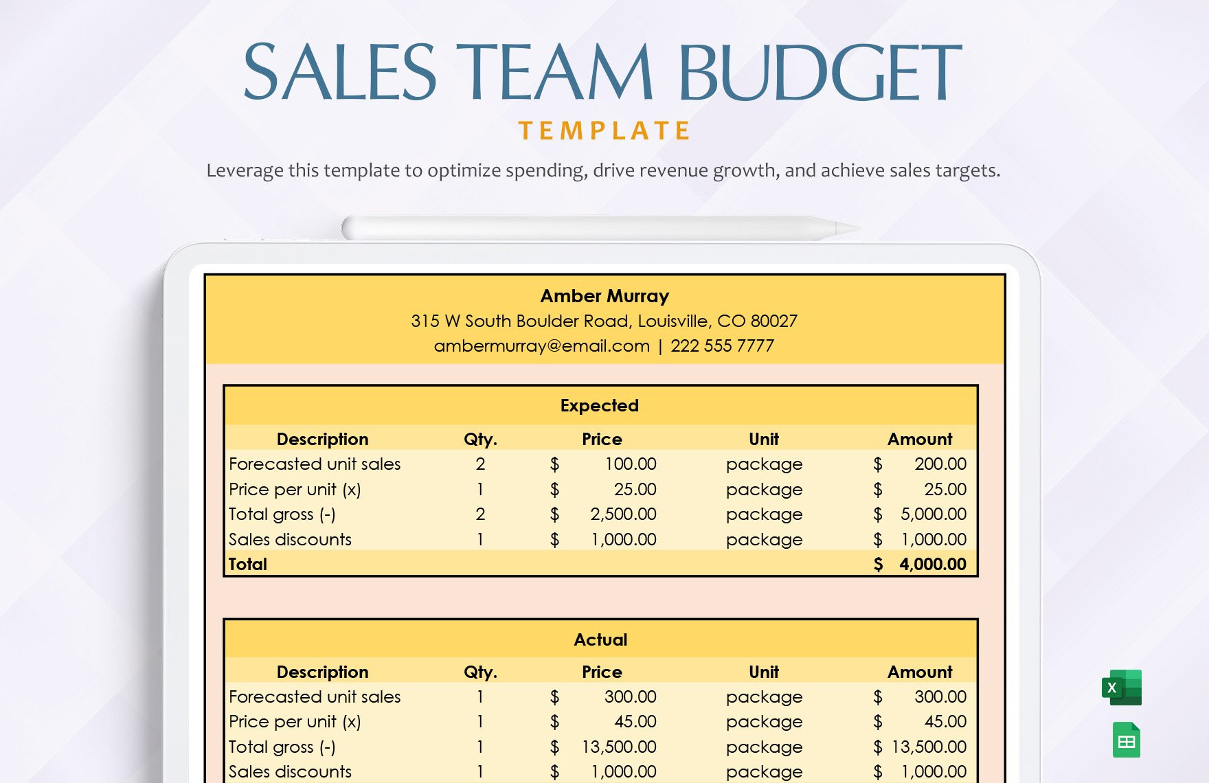 sample sale budget template sample sale budget template