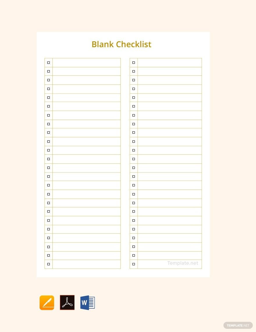 sample blank checklist template sample blank checklist template