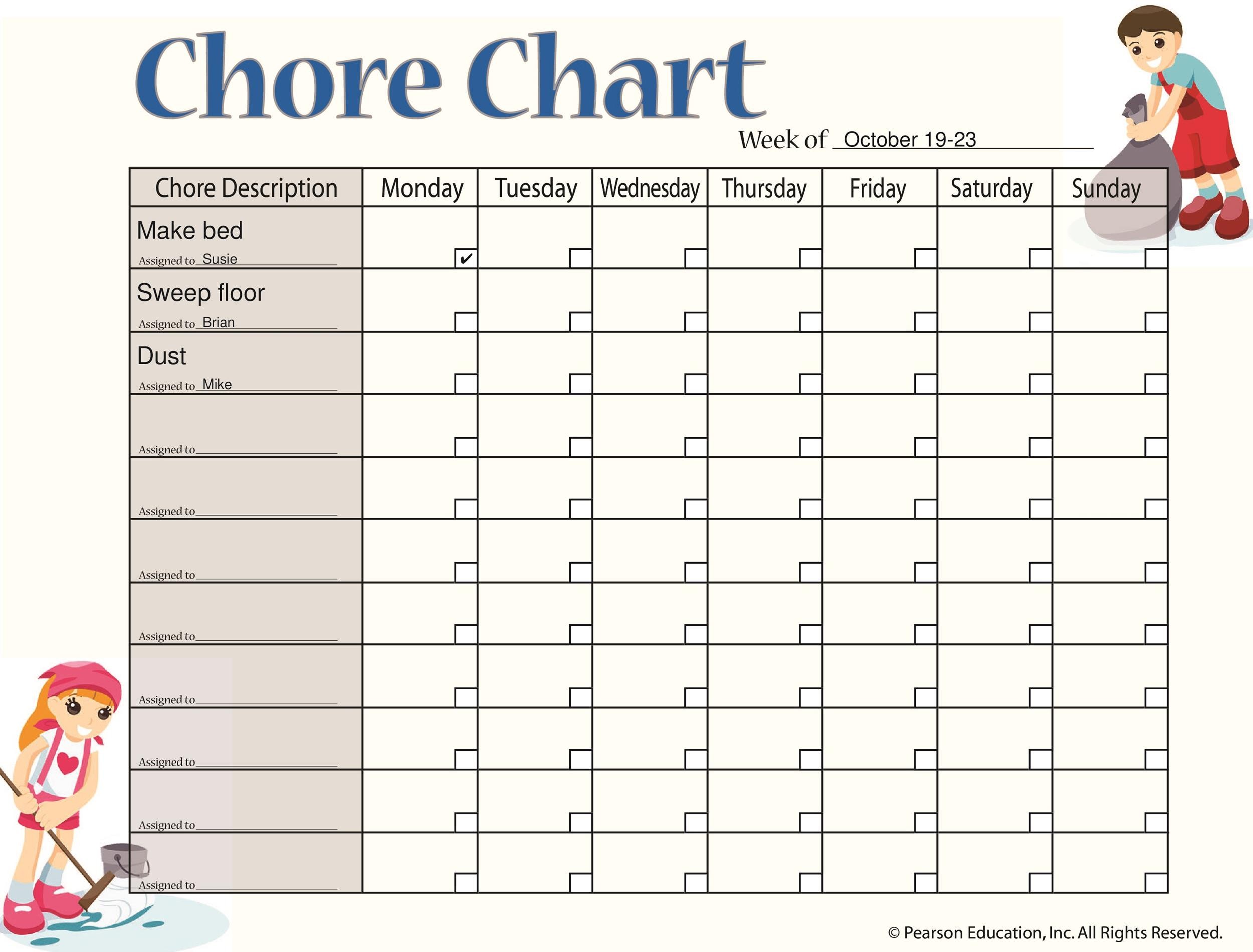 sample of chore chart template for adults sample of chore chart template for adults