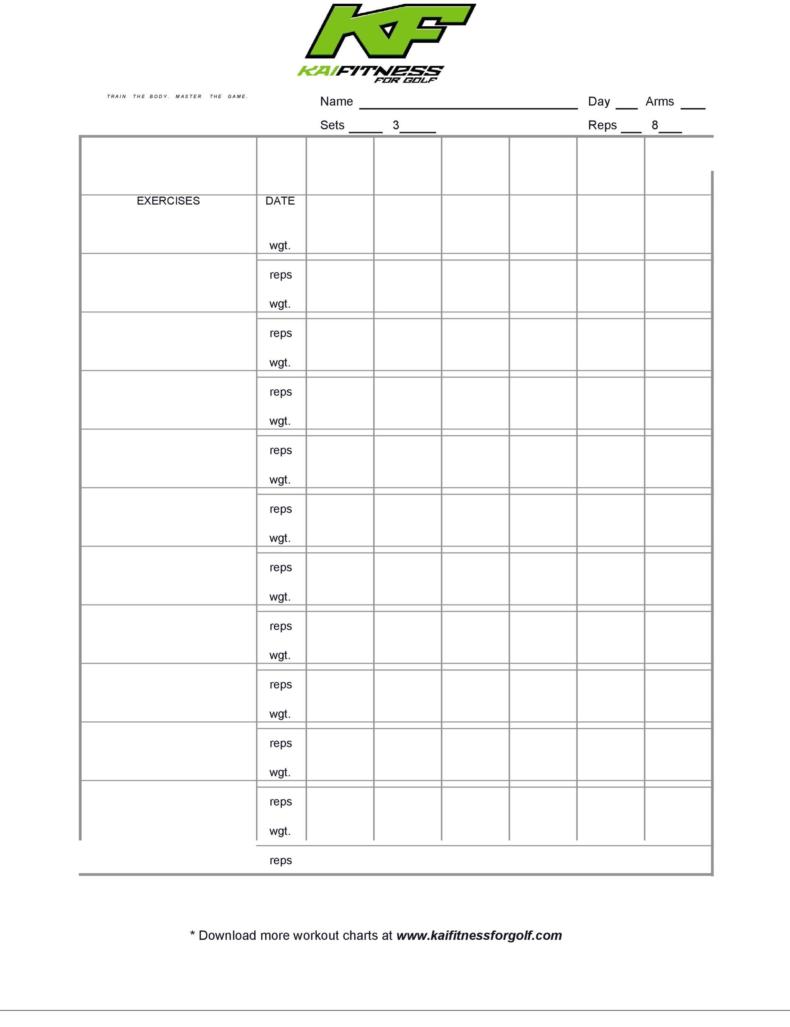 sample of exercise chart template sample of exercise chart template