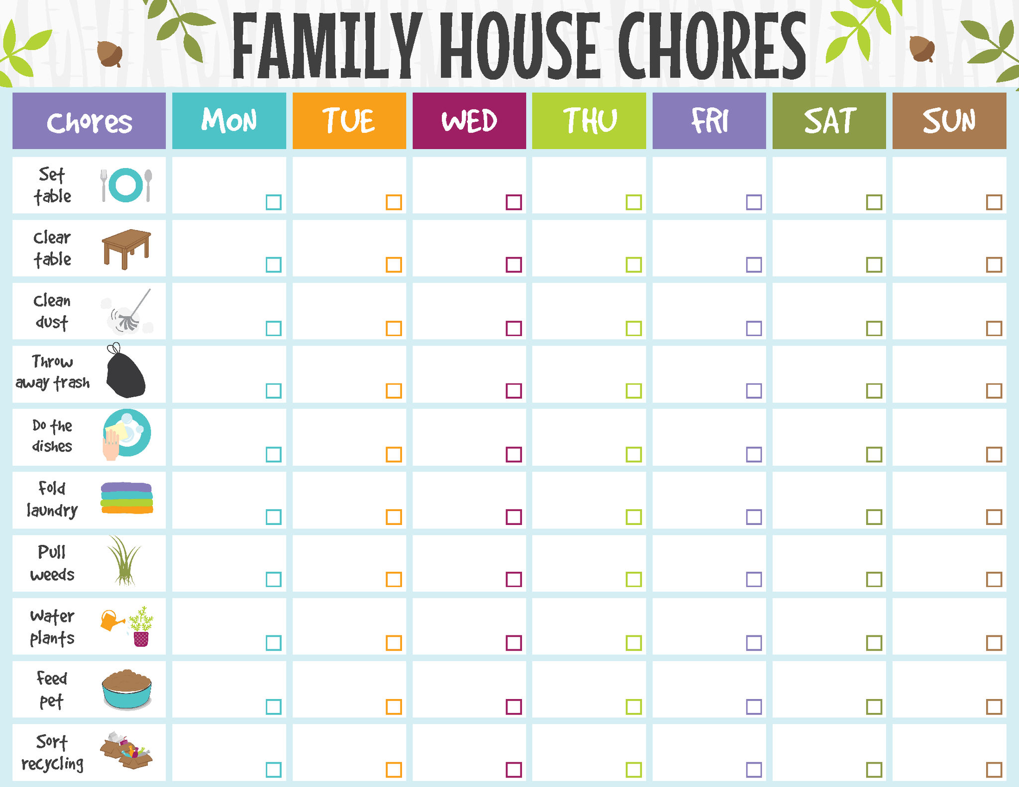 sample of household chore chart template sample of household chore chart template