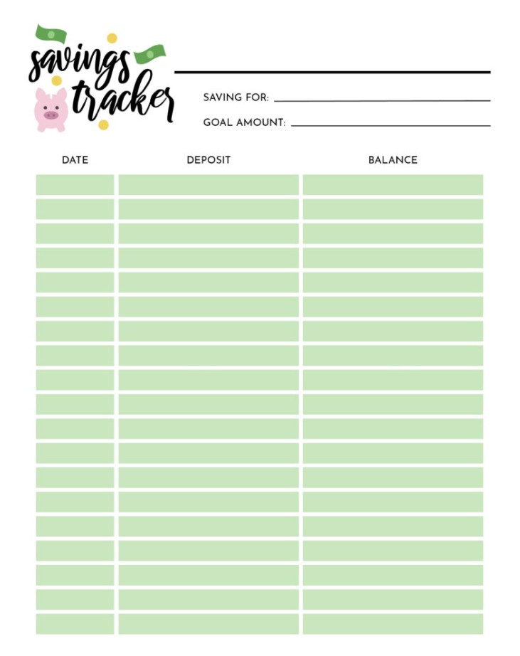 savings tracker template savings tracker template