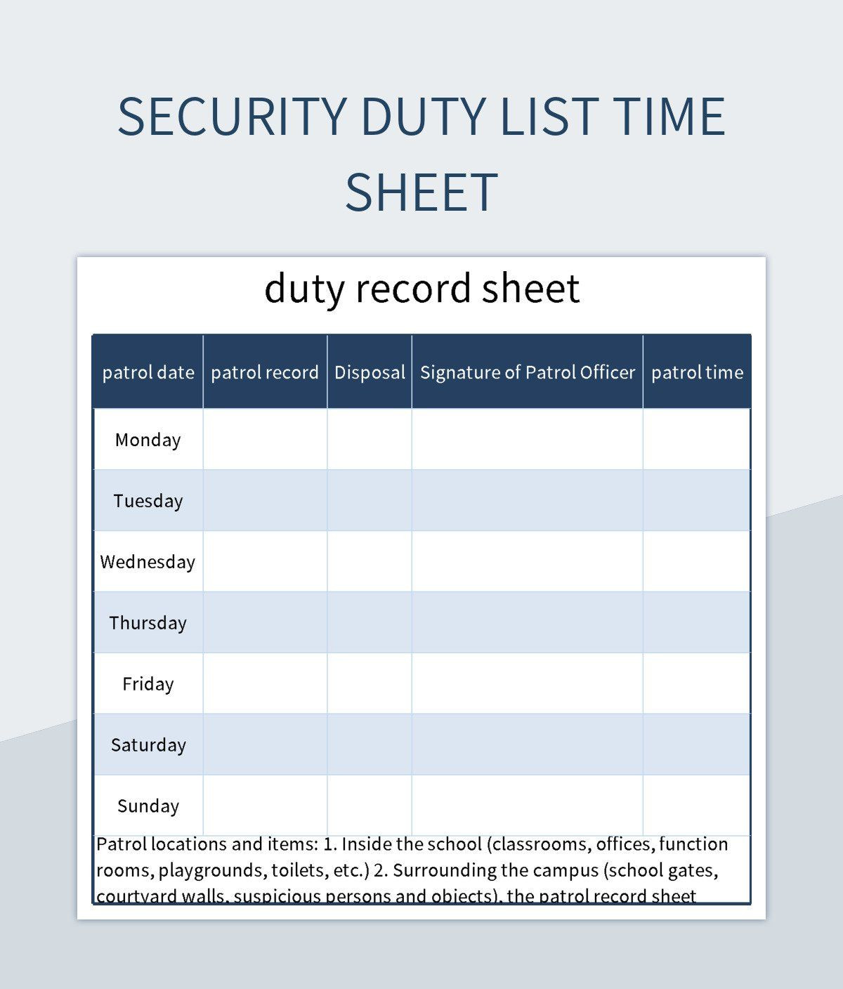 sample security guard timesheet template sample security guard timesheet template