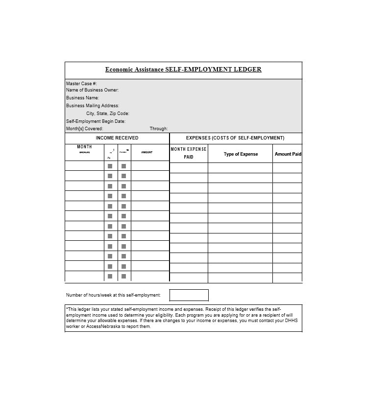 self employment ledger template self employment ledger template
