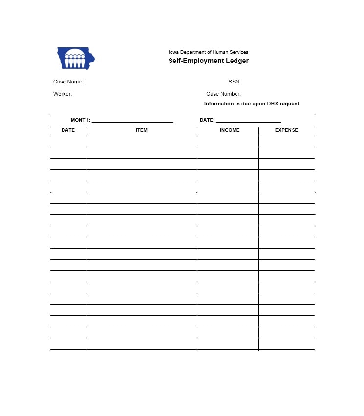 self employment ledger template self employment ledger template