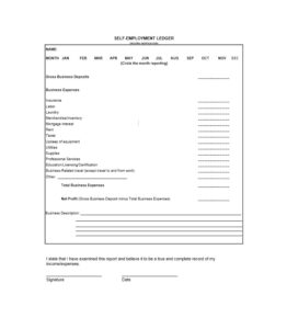 self employment ledger template