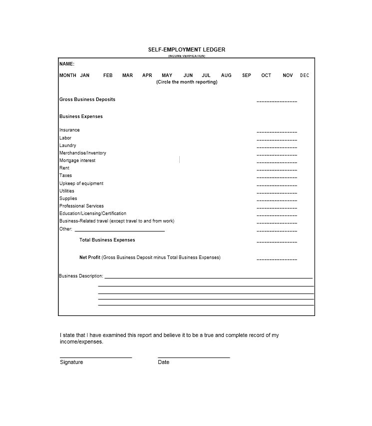 self employment ledger template self employment ledger template