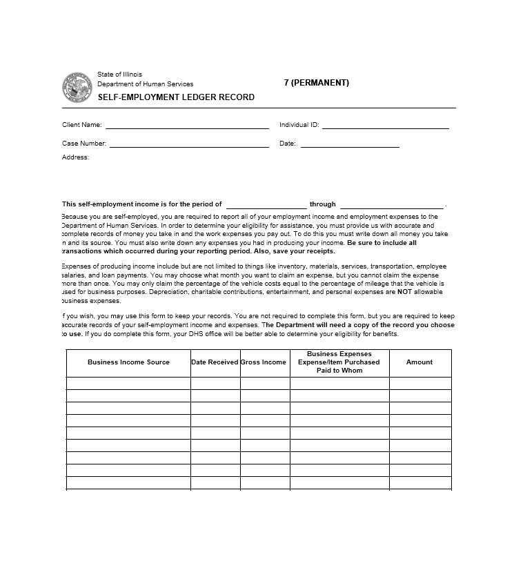self employment ledger template self employment ledger template