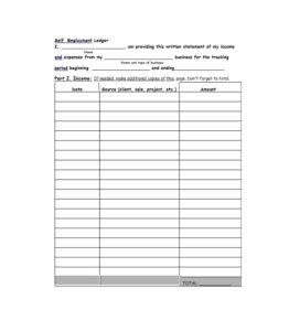 self employment ledger template