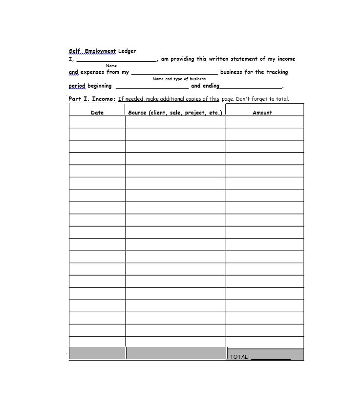 self employment ledger template self employment ledger template