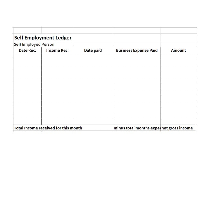 self employment ledger template self employment ledger template