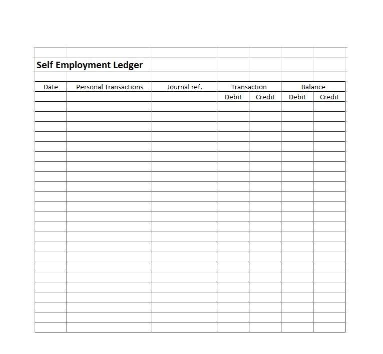 self employment ledger template self employment ledger template