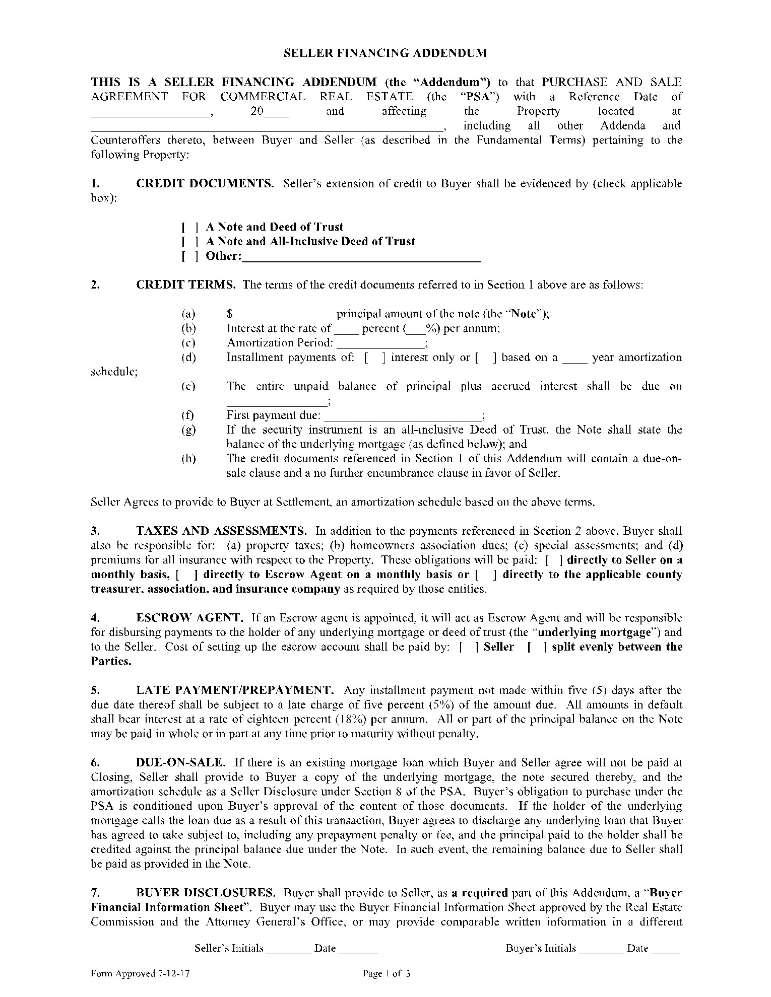 sample seller financing agreement template sample seller financing agreement template