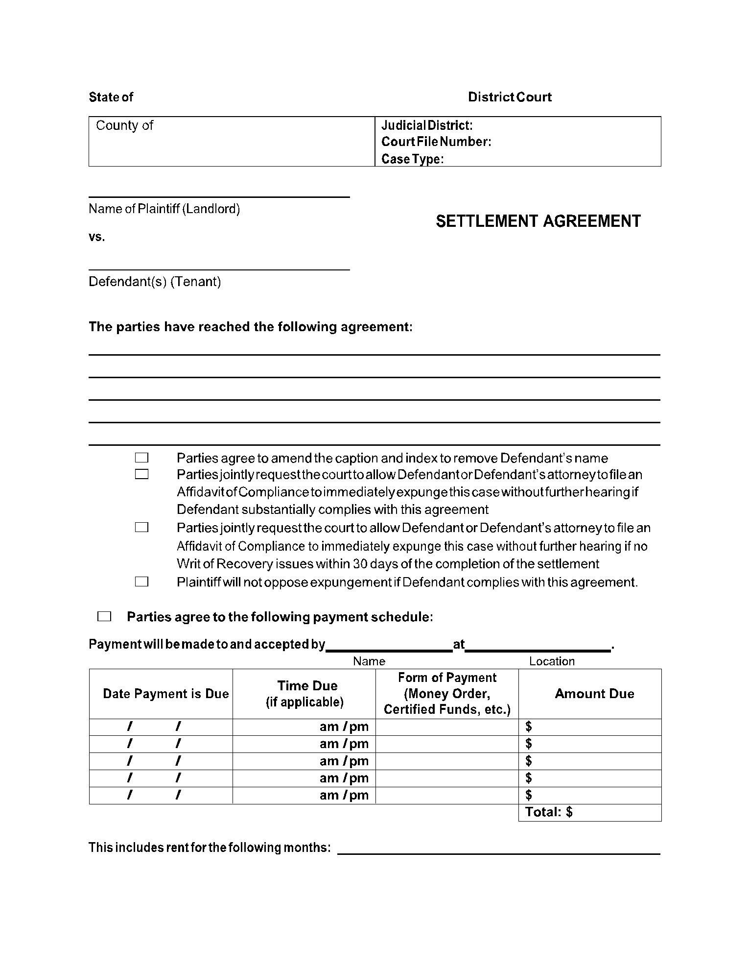 sample Settlement Agreement Template sample Settlement Agreement Template