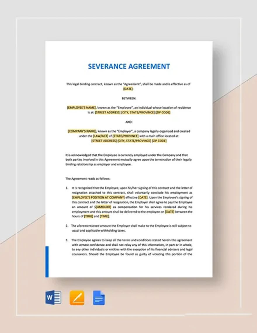 sample Severance Agreement Template sample Severance Agreement Template