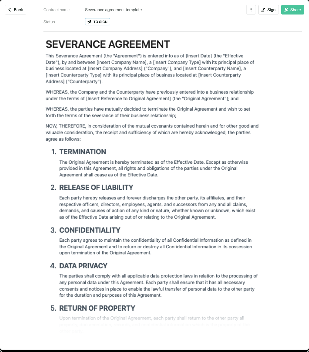 sample Severance Agreement Template sample Severance Agreement Template