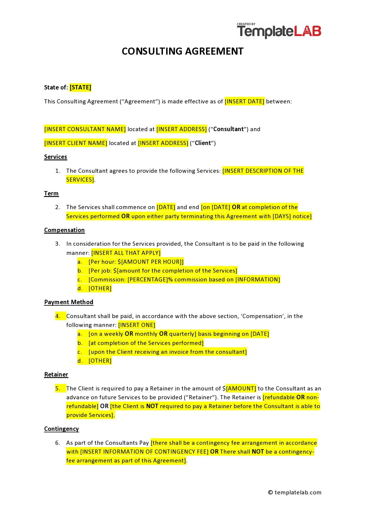 sample consultant service agreement template sample consultant service agreement template