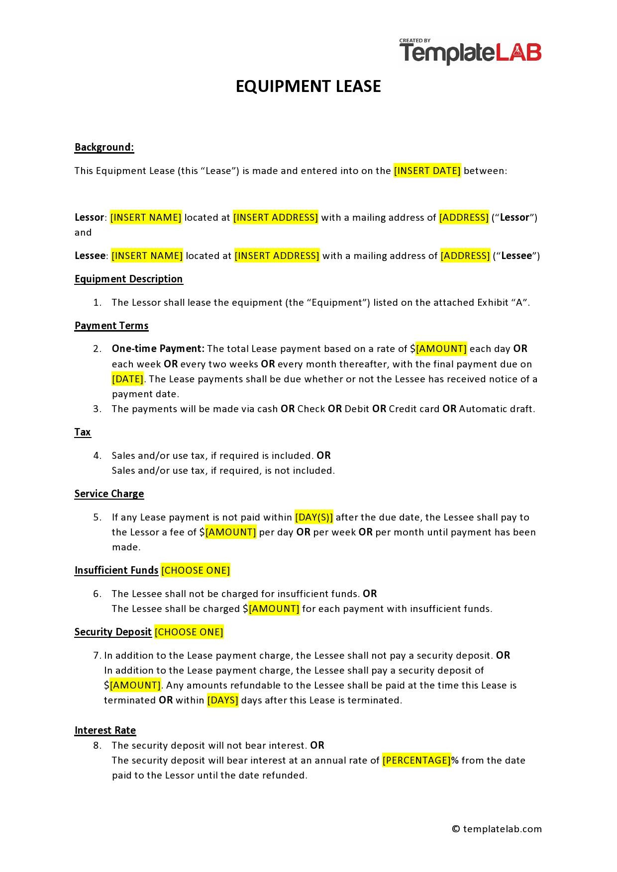 sample machine lease agreement template sample machine lease agreement template