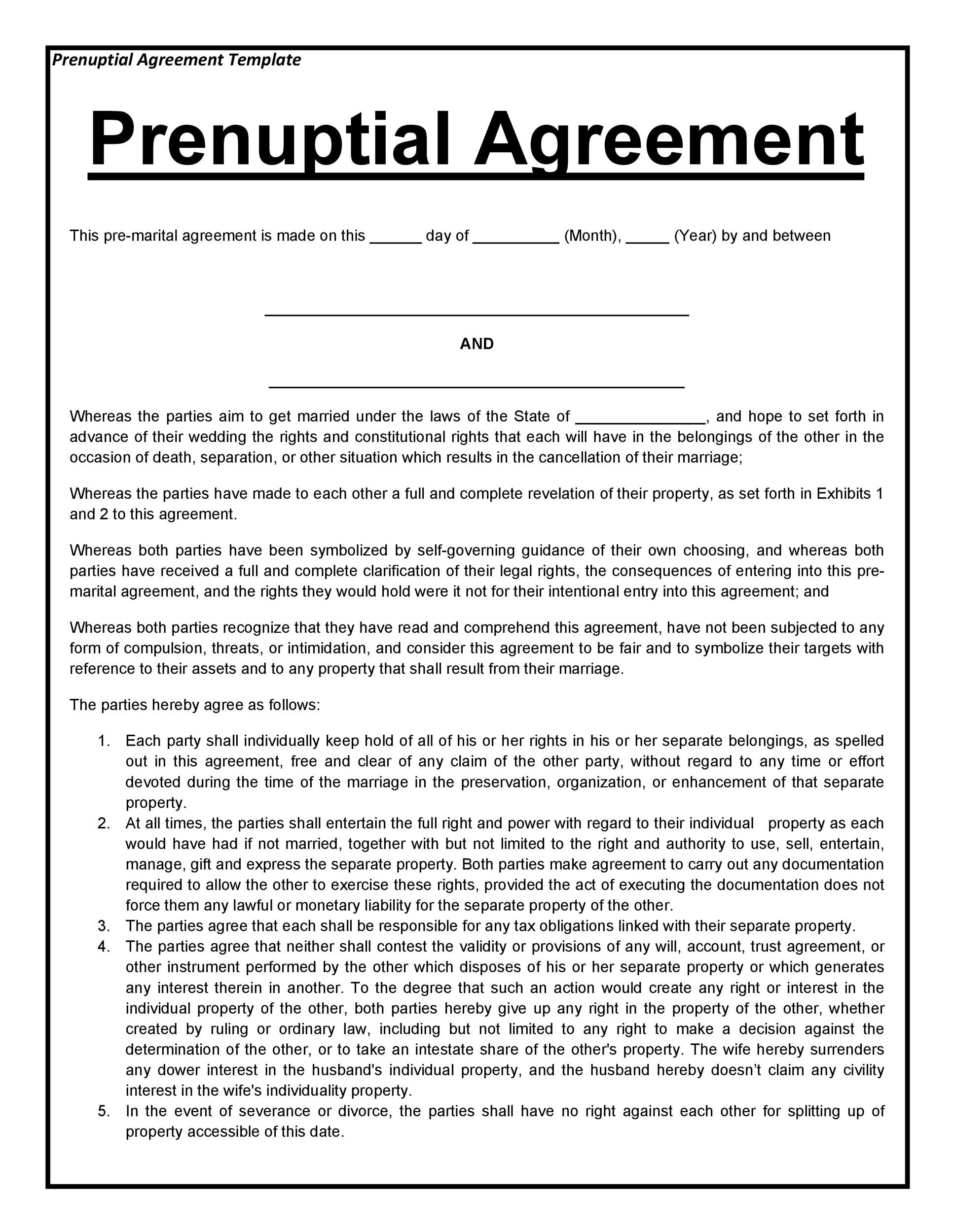 sample premarital agreement template sample premarital agreement template