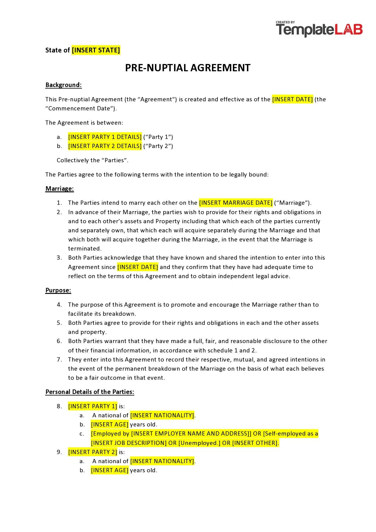 sample prenuptial agreement template sample prenuptial agreement template