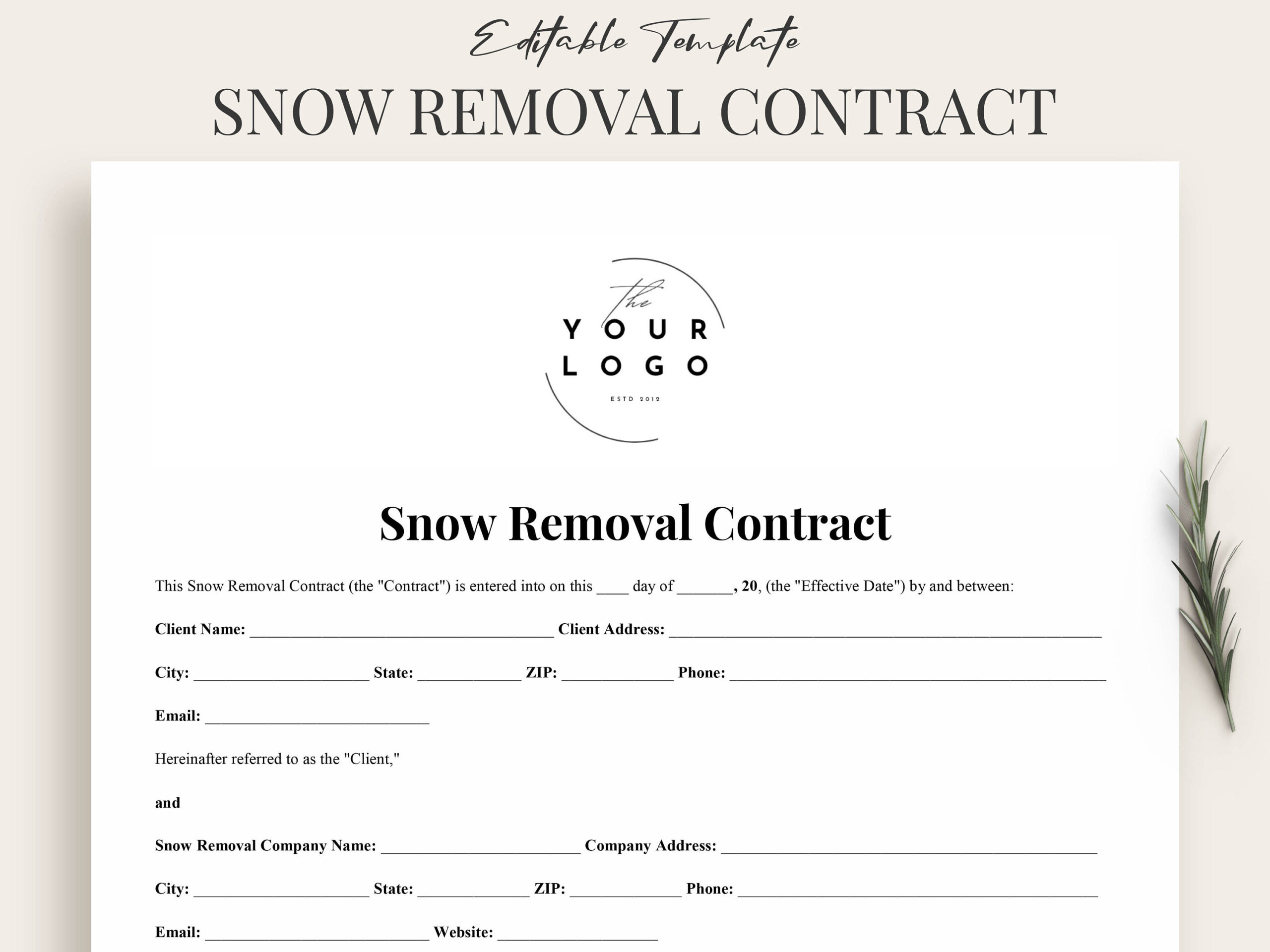sample Snow Removal Agreement Template sample Snow Removal Agreement Template