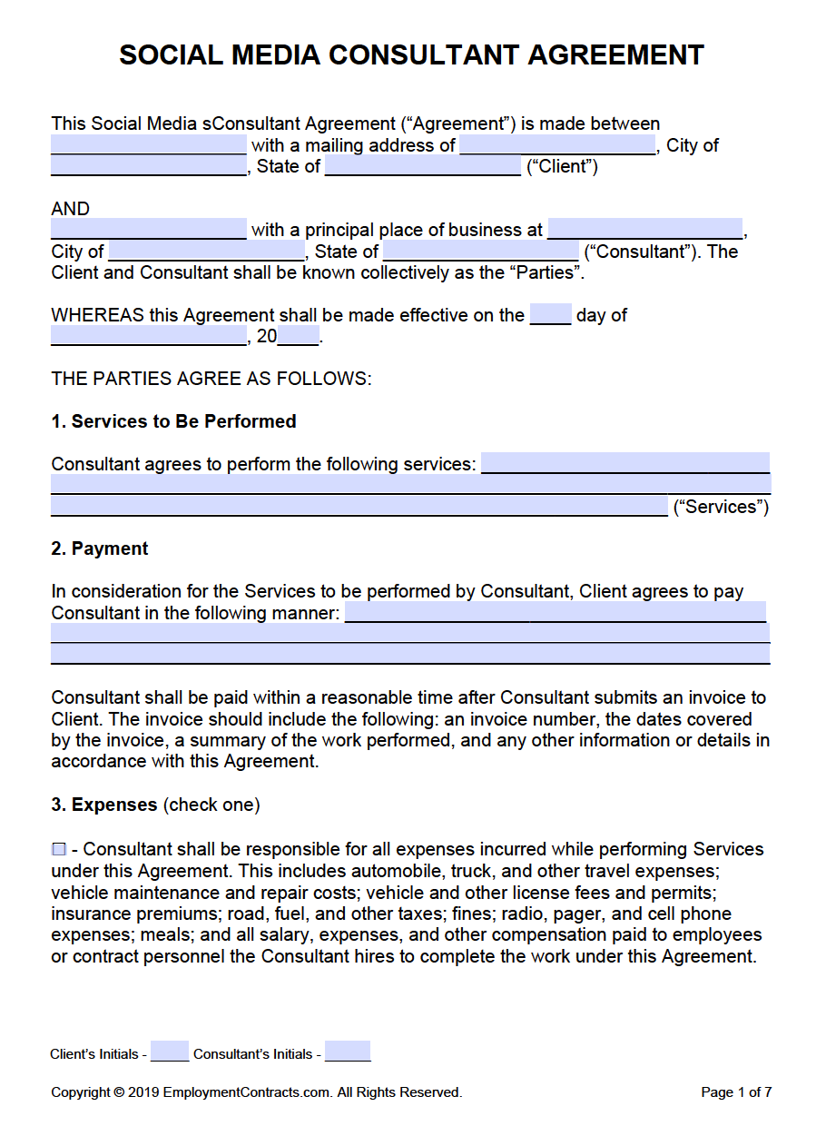 sample Social Media Management Agreement Template sample Social Media Management Agreement Template
