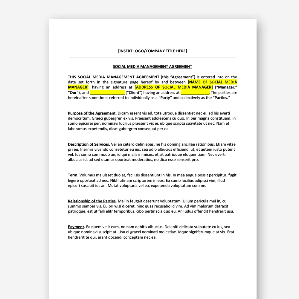 sample Social Media Management Agreement Template sample Social Media Management Agreement Template