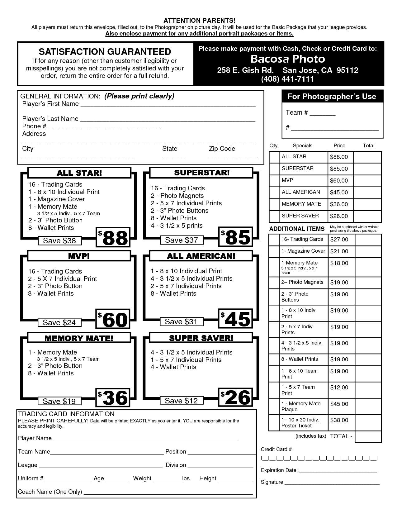 sample Sports Photography Price List Template sample Sports Photography Price List Template