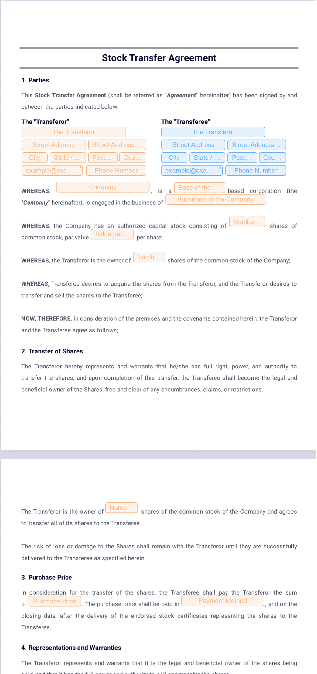 sample Stock Purchase Agreement Template sample Stock Purchase Agreement Template
