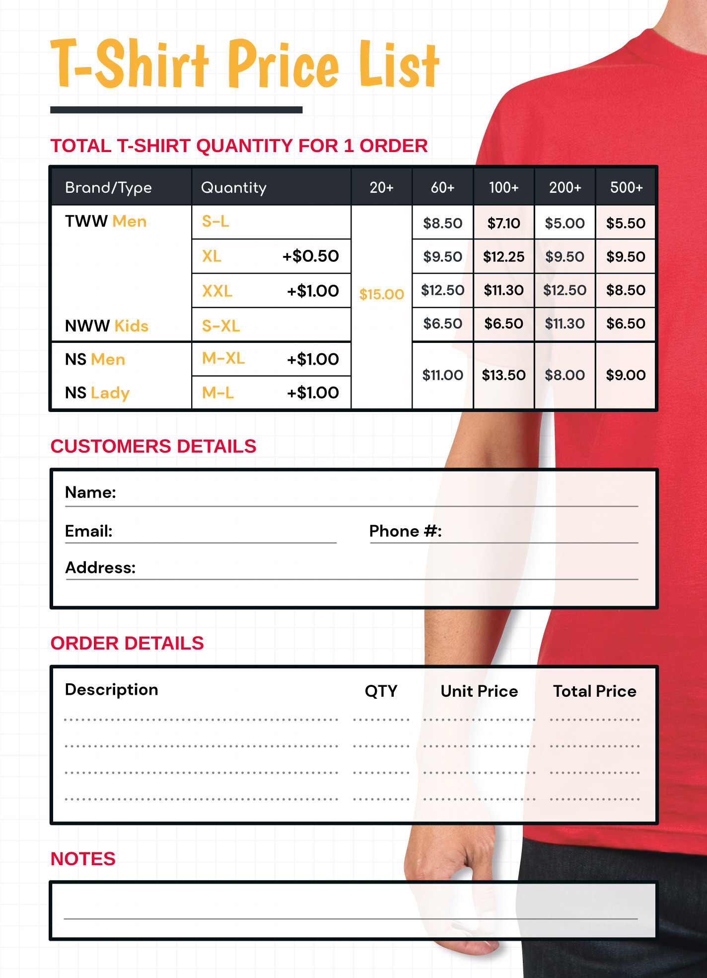 sample Custom T Shirt Price List Template sample Custom T Shirt Price List Template