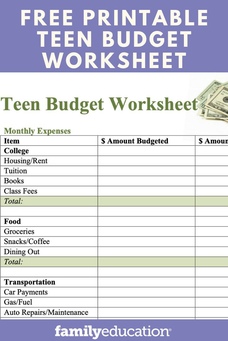sample teenage budget template sample teenage budget template