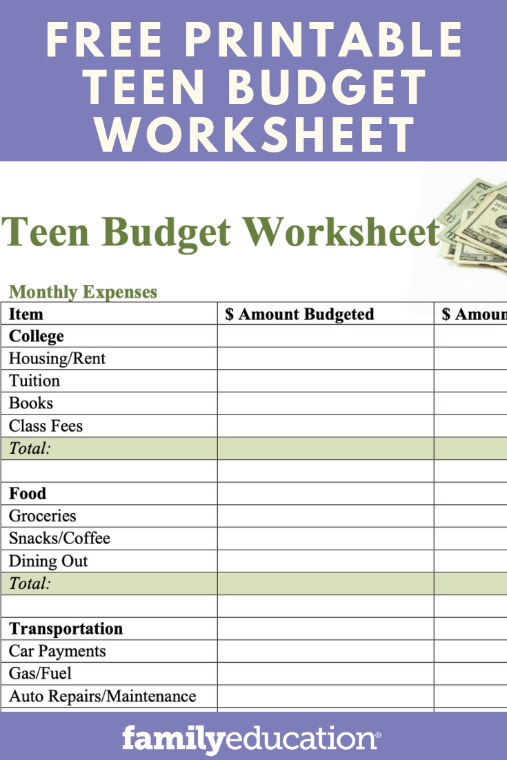 sample budget template for teenager sample budget template for teenager
