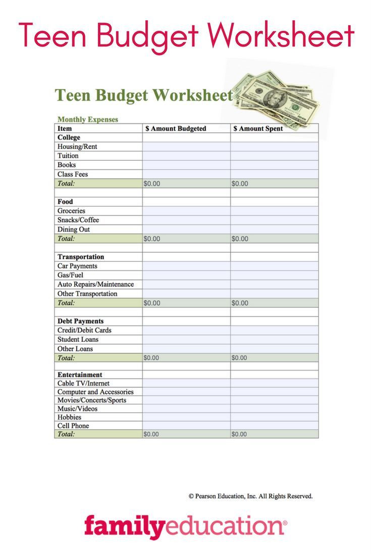 sample teenage budget template sample teenage budget template