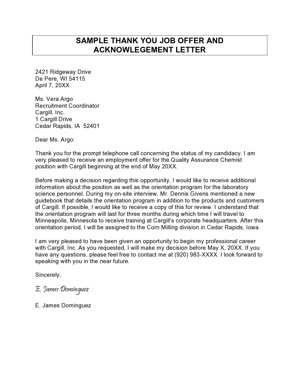 thank you letter for job offer thank you letter for job offer