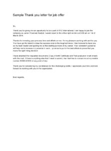 thank you letter for job offer