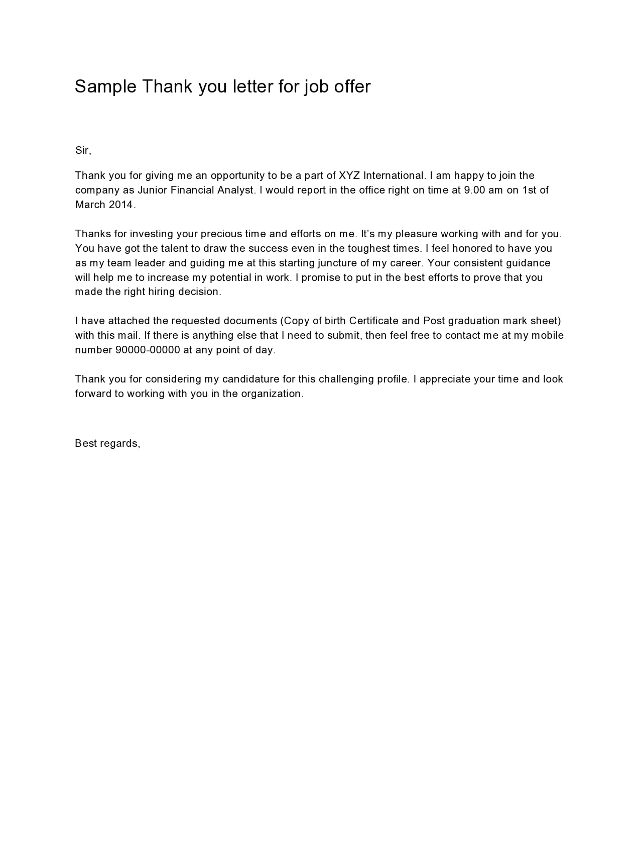 thank you letter for job offer thank you letter for job offer