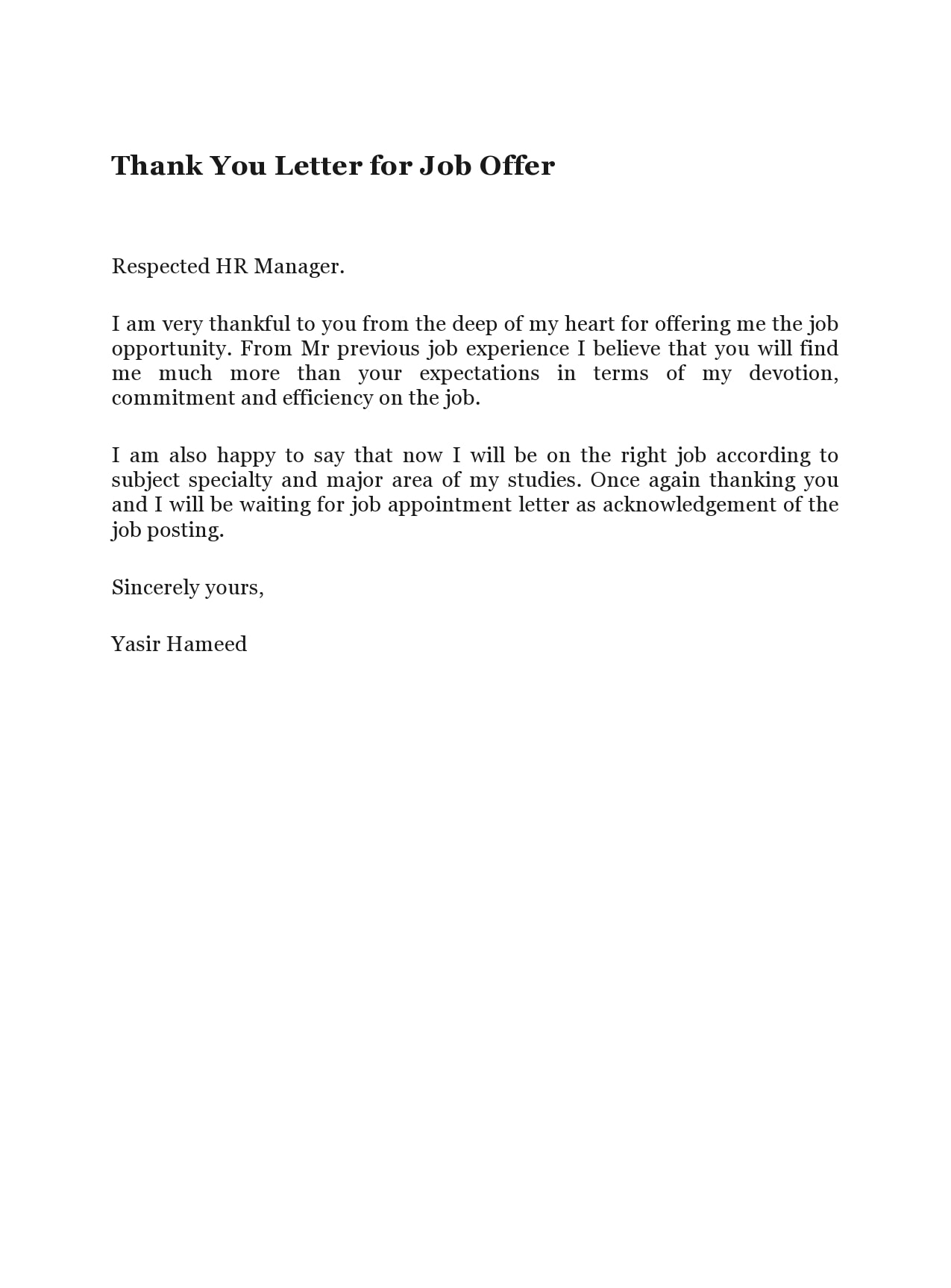 thank you letter for job offer thank you letter for job offer