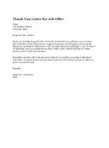 thank you letter for job offer