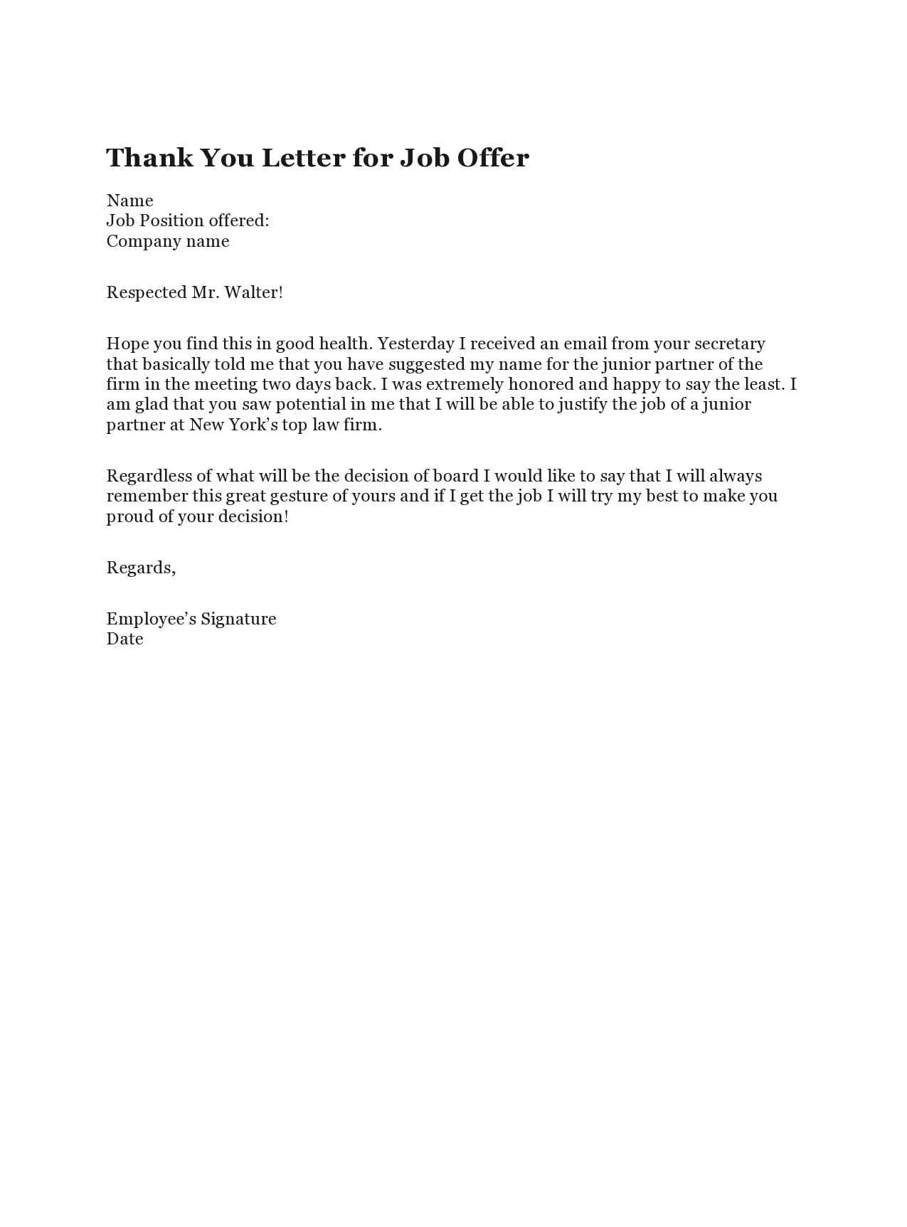 thank you letter for job offer thank you letter for job offer