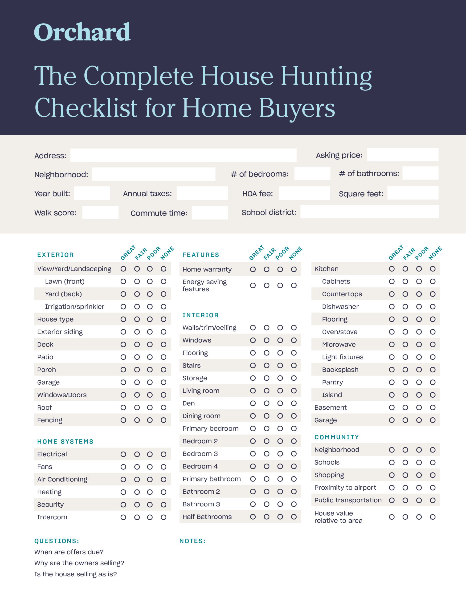 The Complete House Hunting Checklist Free Printable List for The Complete House Hunting Checklist Free Printable List for